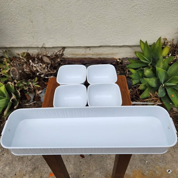 NEW Better Homes & Gardens Galvanized Bowls Tray Rectangle Condiment Tray Set 4 - Picture 4 of 14
